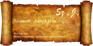 Szamek Jusztina névjegykártya